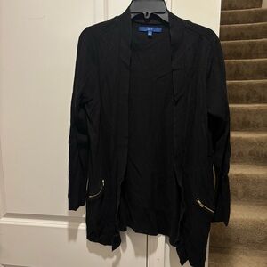 Apt. 9 Elegant Black Cardigan with Gold Zipper Accents